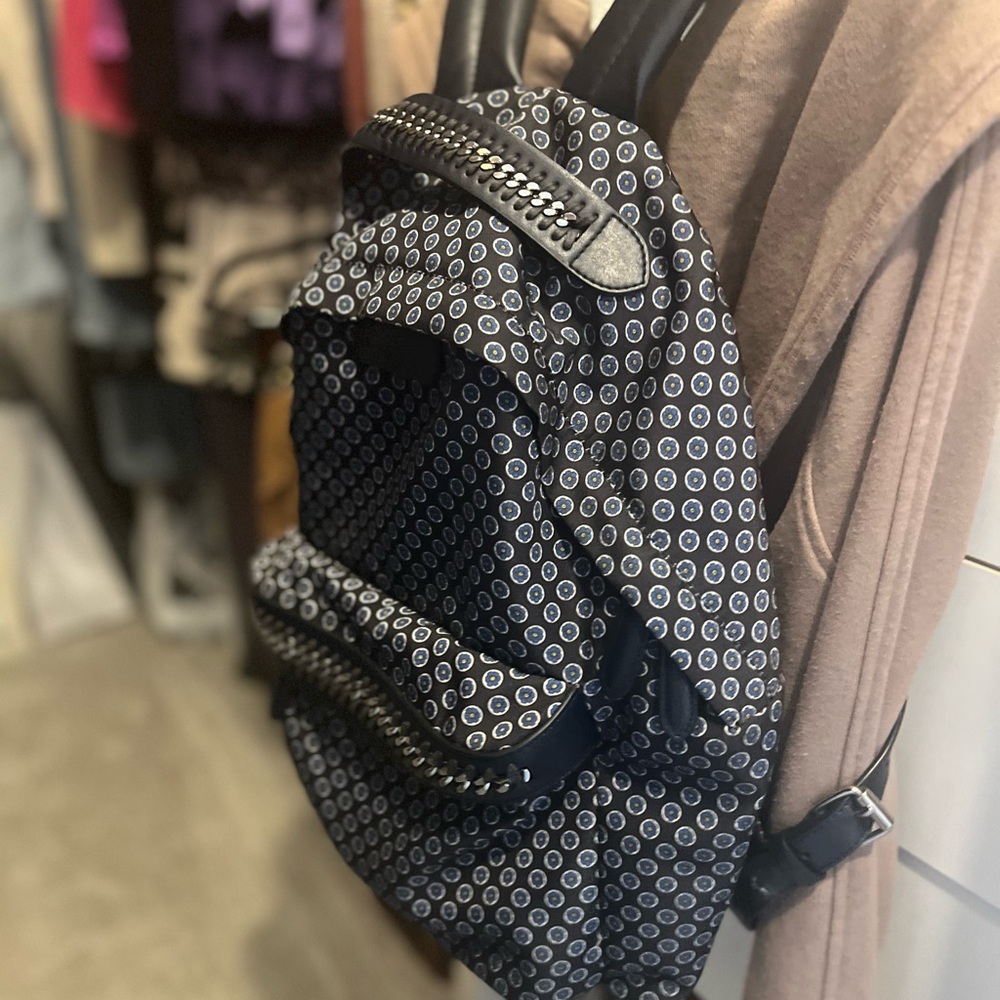 Stella McCartney Black and Blue Patterned Backpack